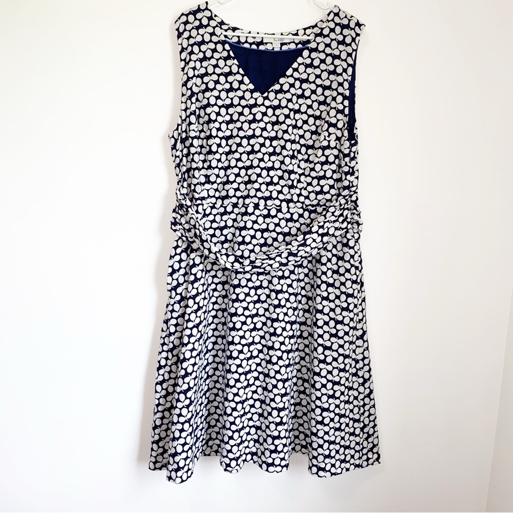 Boden Lois Dress Linen/Cotton Navy Sleeveless 16